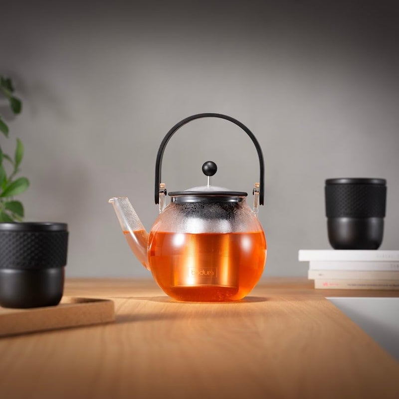 bodum ضغط الشاي بودوم أسام ذو العنق المنحني، 1 لتر - زجاج بوروسيليكات شفاف - Image 2